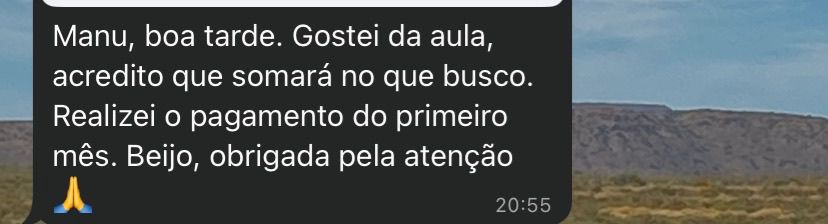Foto da aluna 2 expressando satisfação com a metodologia e comunidade do curso